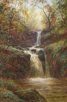 Lot 1068 - William Mellor (1851-1931) ''Upper Falls Rydal''  ''Lower Falls Rydal''  Each signed,...