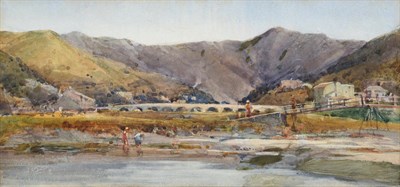 Lot 1073 - Arthur Reginald Smith ARA, RSW, RWS (1871-1934) Children paddling in an estuary and before a...