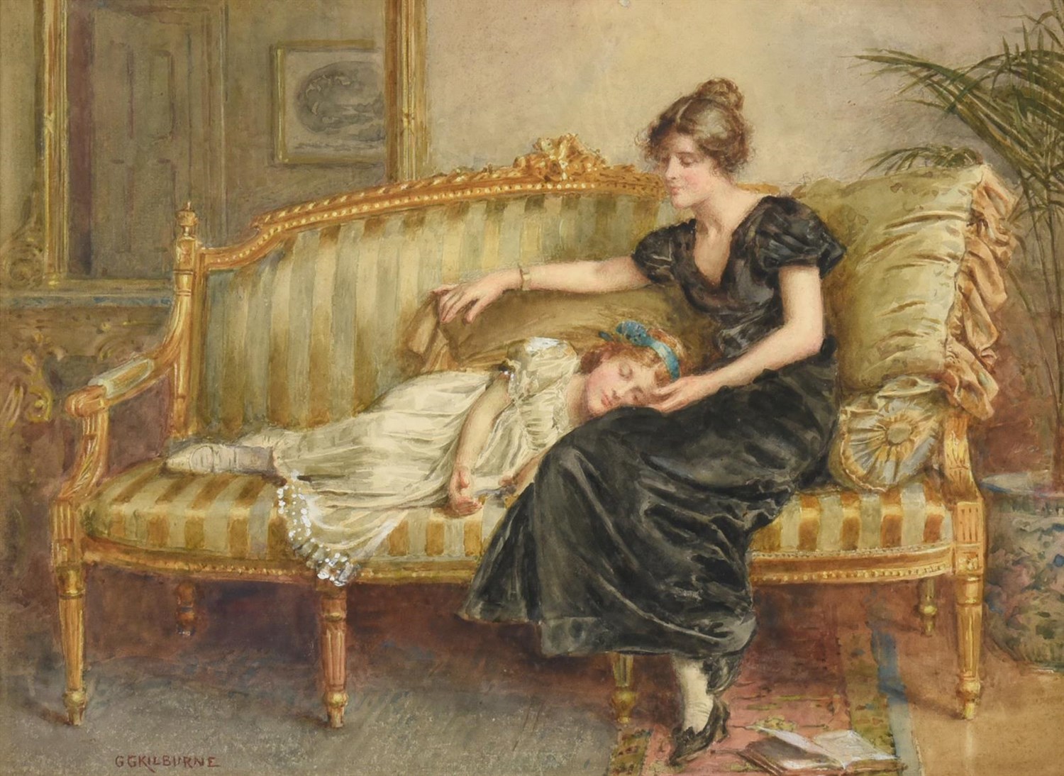 Lot 1078 - George Goodwin Kilburne RI, RBA (1839-1924) ''Tired Out'' Signed, watercolour, 26cm by 35cm...