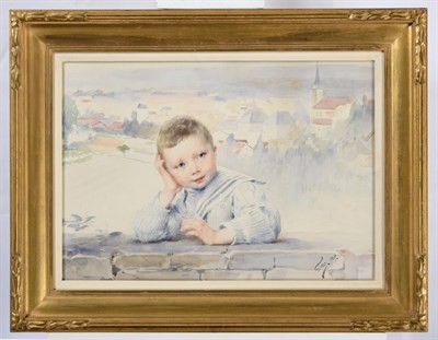 Lot 1080 - Henri Jules Jean Geoffroy (1853-1924)  ''Garçon dans la Ville'' Watercolour, 30cm by 40cm...