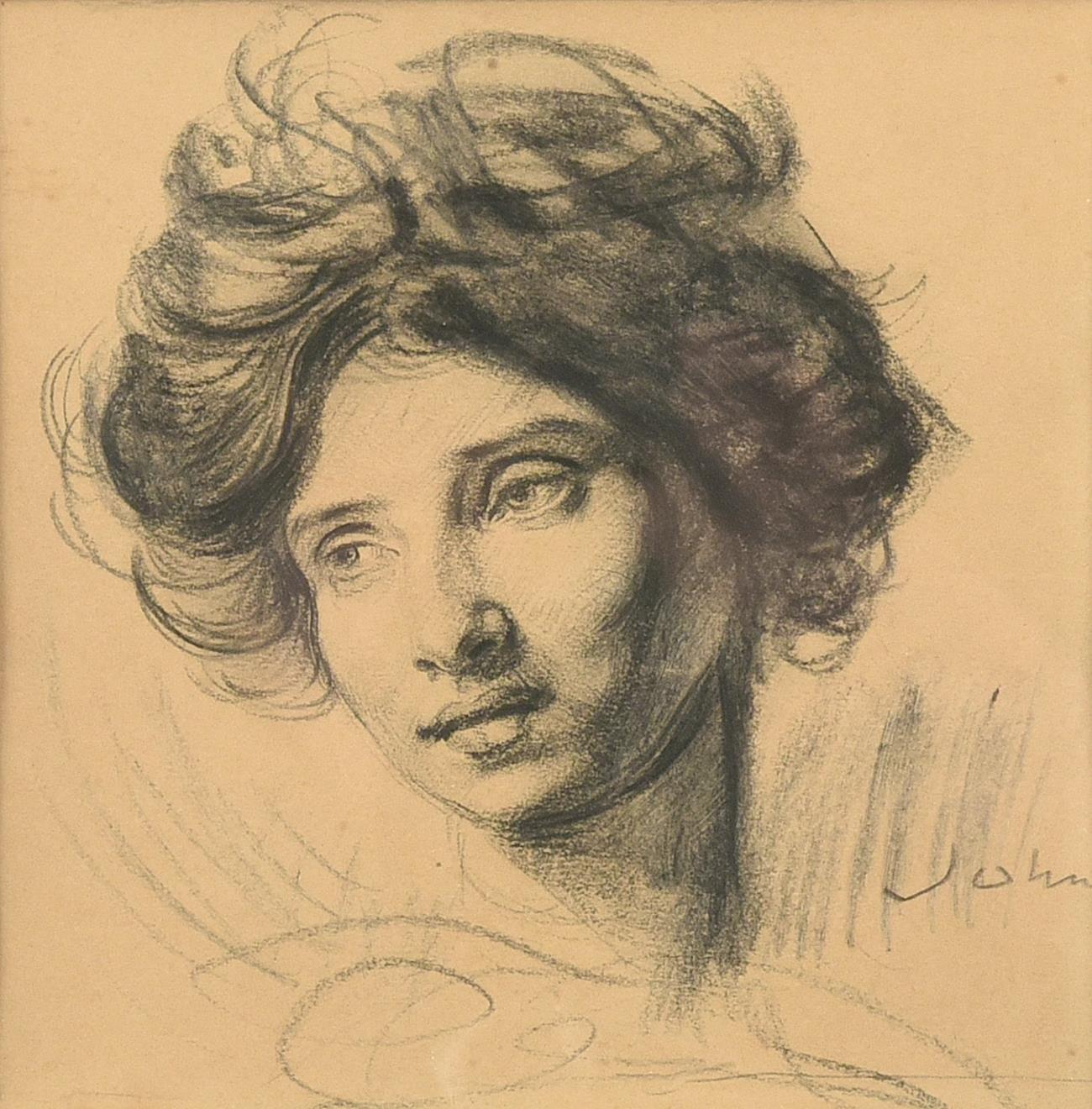 Lot 1081 - Augustus Edwin John OM, RA  (1878-1961)  Portrait drawing of Dorelia McNeill, c.1903 - 05...