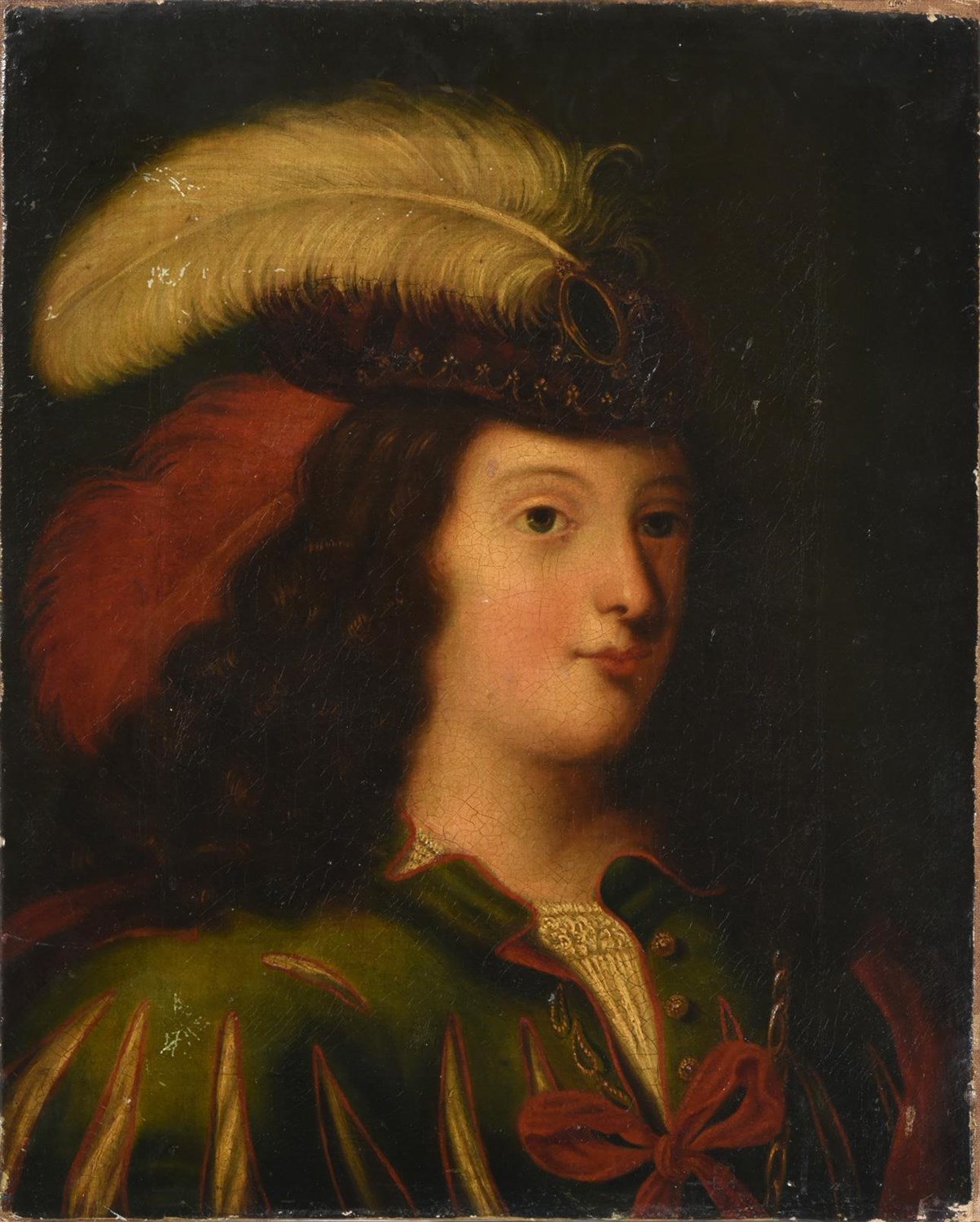 Lot 1089 - Follower of Ferdinand Voet (1654-1689) French Portrait of a lady in a plumed hat and fanciful...