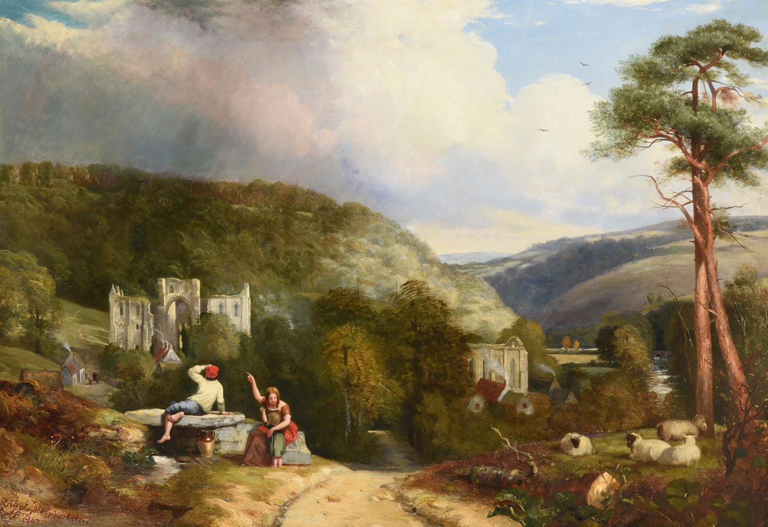 Lot 1094 - James Radford (19th century)  ''Rievaulx Abbey, Yorkshire'' Signed, inscribed and dated 1842, bears