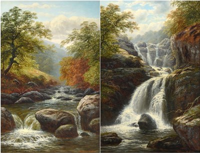 Lot 1098 - William Mellor (1851-1931) ''Swallow Falls, On the ***, North Wales'' ''On the Hebden,...
