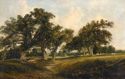 Lot 1099 - Sam Bough RSA (1822-1878) ''In Cadzow Forrest'' Signed and dated 1855, oil on canvas, 46cm by 72cm