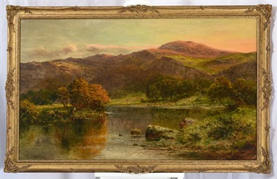 Lot 1100 - Daniel Sherrin (1868-1940) Figures in an extensive lakeland landscape Signed, oil on canvas, 74.5cm