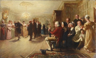 Lot 1108 - William Brassey Hole RSA (1846-1917)  ''Christmas at the Hall'' Signed and dated 1881, oil on...