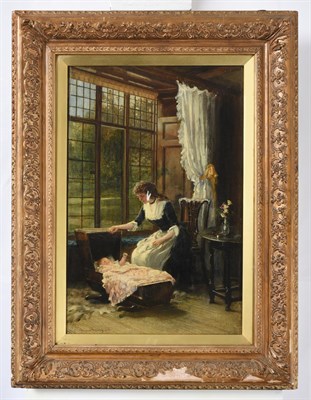 Lot 1110 - Nina Hardy (fl.1890-1920)  A Mother's Love Signed and dated 1896, oil on canvas, 48cm by 32cm...