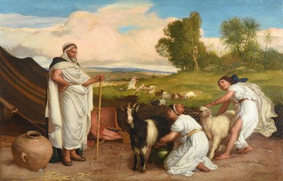 Lot 1112 - John Evan Hodgson RA (1831-1894) ''An Arab Patriarch'' Oil on canvas, 104cm by 164cm...