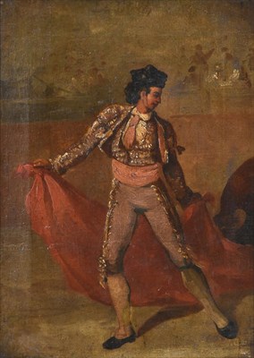 Lot 1113 - Spanish School (19th century) The Matador performing  Indistinctly inscribed and dated 1860, oil on