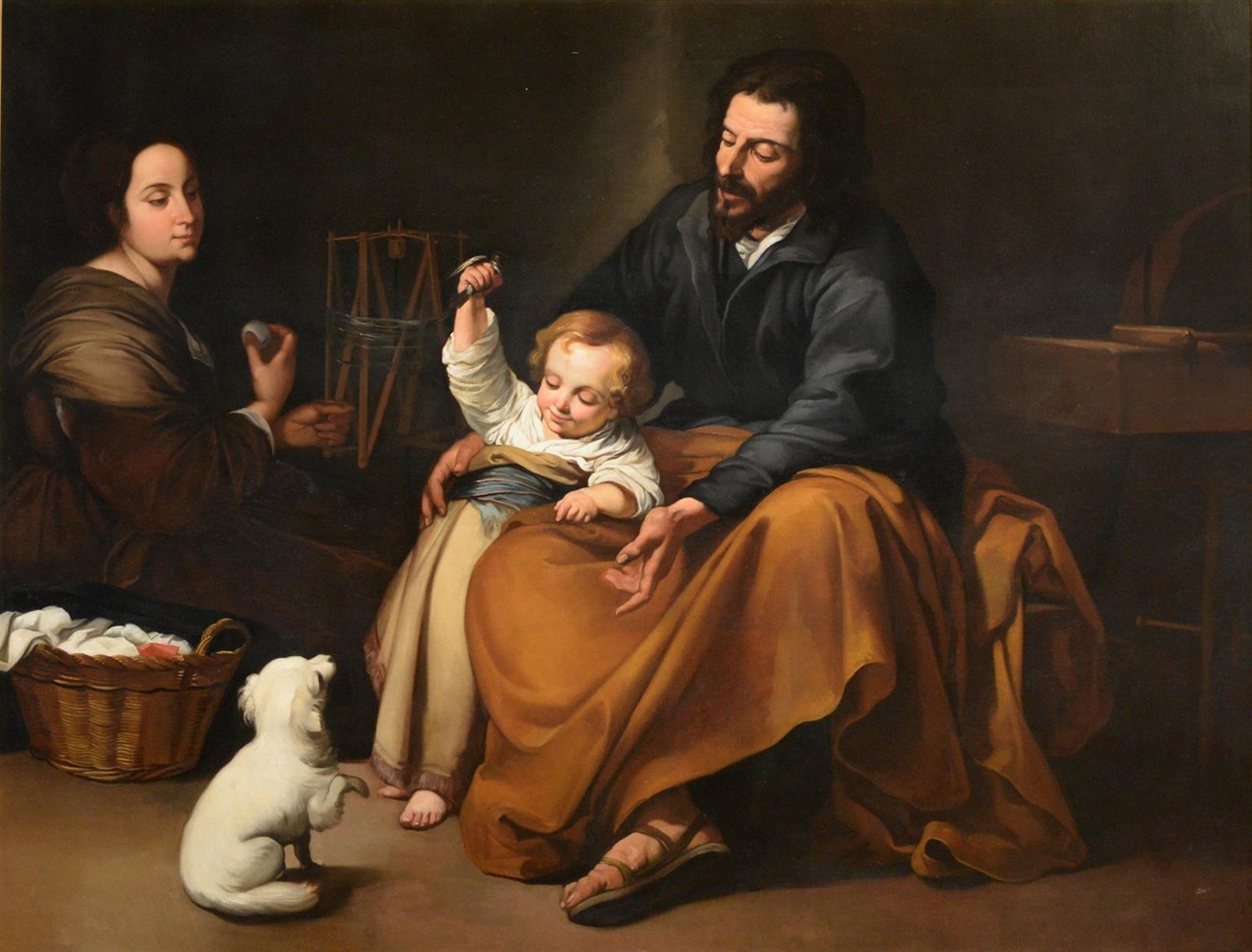 Lot 1115 - After Bartolome Esteban Murillo (1617-1682) Spanish The Holy Family with a little bird Oil on...
