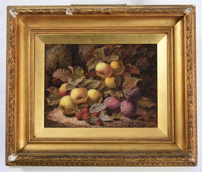Lot 1118 - Oliver Clare (1853-1927) Still life of apples, plums and raspberries on a mossy bank Signed, oil on