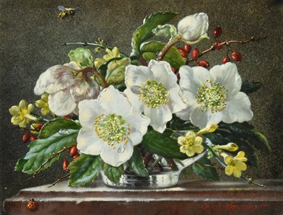 Lot 1123 - Cecil Kennedy (1905-1997) ''No.4., The Seasons, ''Winter'', Christmas Roses''  Signed, oil on...