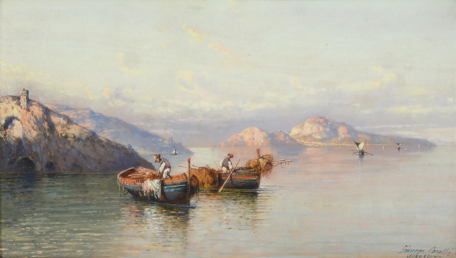 Lot 1130 - Giuseppe Carelli (1858-1921) Italian ''Sorrento'' Signed and inscribed, oil on board, 26.5cm by...