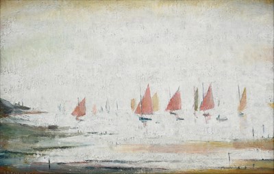 Lot 1140 - Laurence Stephen Lowry RBA, RA (1887-1976)  Yachts at Lytham St Annes Signed and dated 1951, oil on