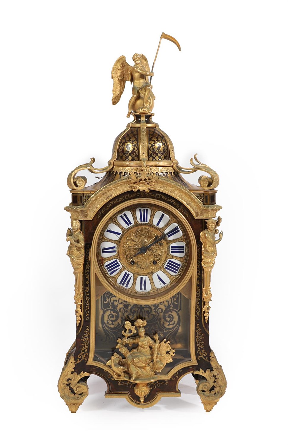 Lot 4 - A Louis XV Style ''Boulle'' Striking Bracket Clock, late 19th century, the elaborate faux...