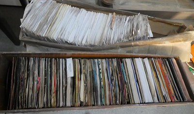 Lot 25 - An Extensive Collection of 45rpm 7inch Records, mainly in plain sleeves, with central cut-out...