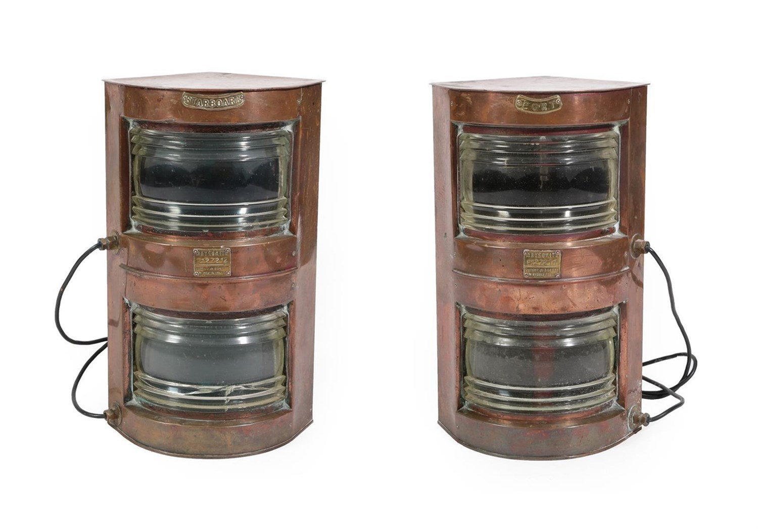 Lot 32 - A Pair of ''Meteorite'' Copper Ship's Lanterns, stamped for Port and Starboard and with plaques...