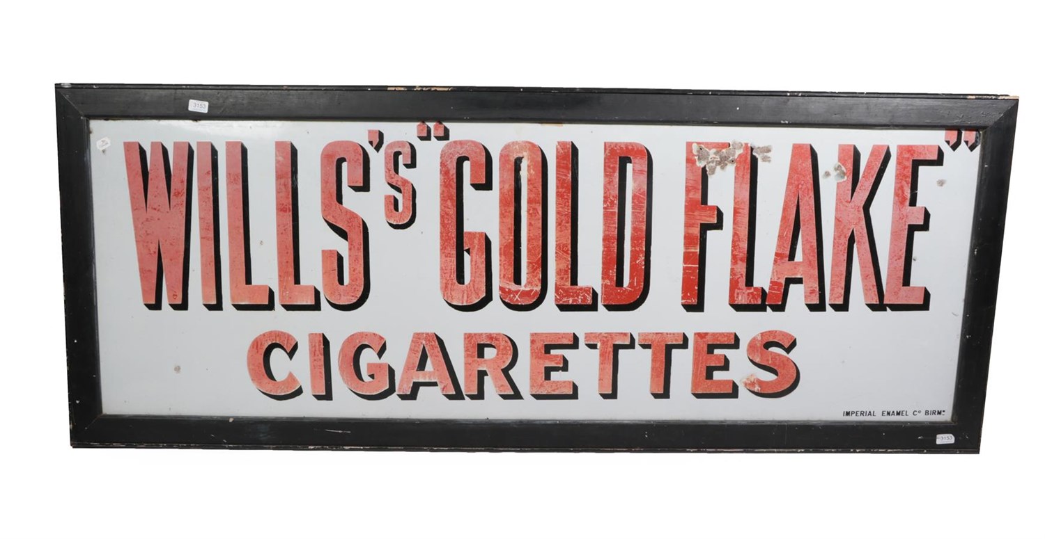 Lot 44 - A Wills's ''Gold Flake'' Cigarettes Single-Sided Rectangular Enamel Advertising Sign, stamped...