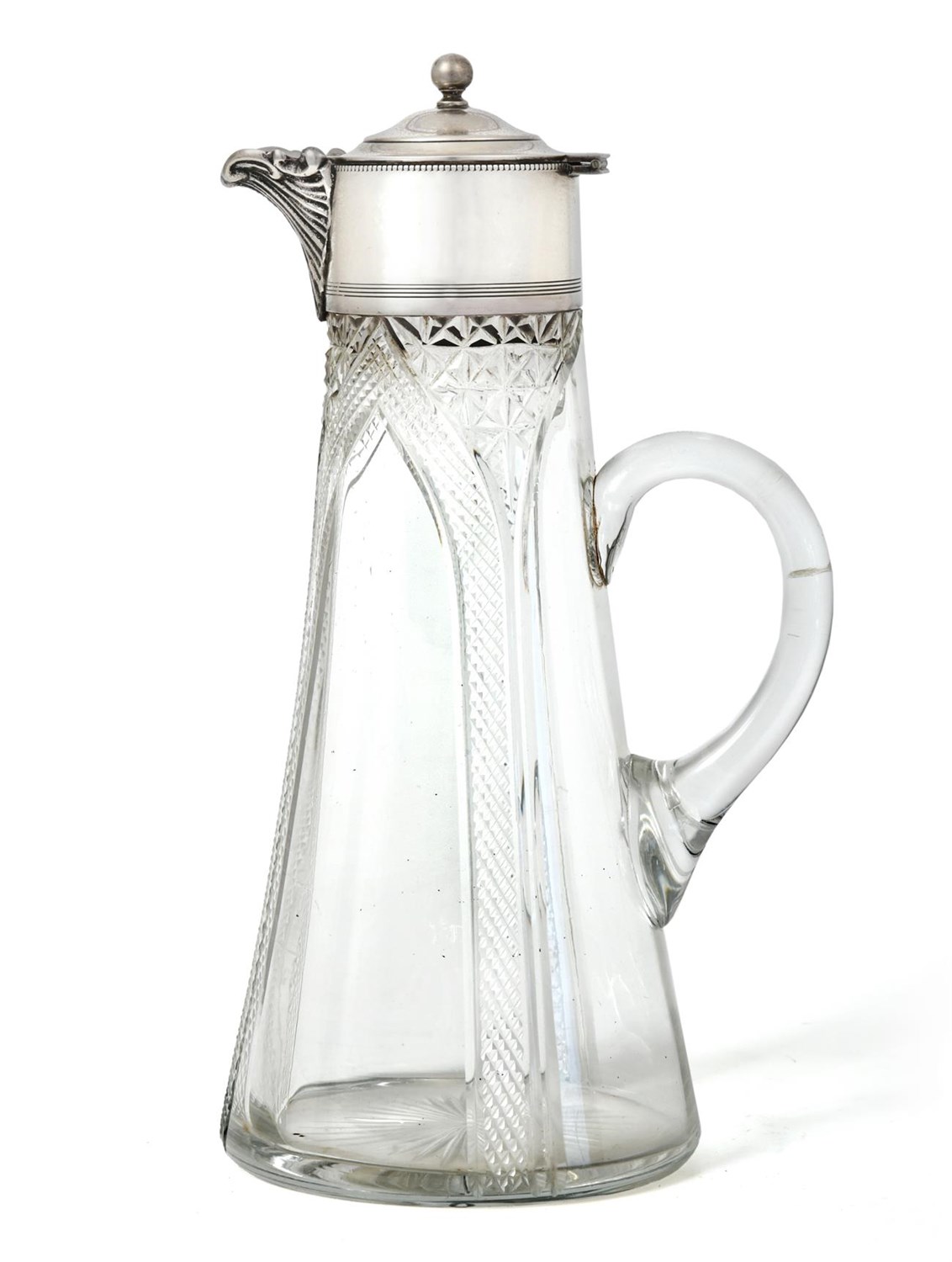 Lot 72 - A George V Silver-Mounted Cut-Glass Claret-Jug, by Martin Hall and Co. Ltd., Birmingham, 1918,...