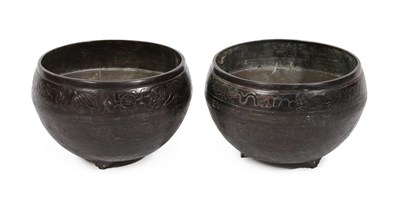 Lot 89 - A Pair of Chinese Patinated Bronze Jardinieres, late 19th century, the exteriors decorated with...