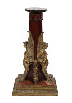 Lot 102 - A French Gilt-Bronze Mounted Mahogany Pedestal, of Empire style, late 19th century, the...