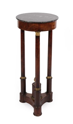 Lot 110 - A French Mahogany Gueridon, mid 19th century, the circular bardiglio marble top above column...