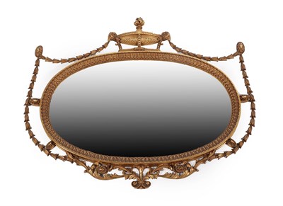 Lot 111 - An Adams Style Gilt and Gesso Oval Wall Mirror, 19th century, the oval plate contained within...