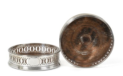 Lot 120 - A Pair George III Silver Wine-Coasters, Maker's Mark Rubbed, London, 1791, each circular and...