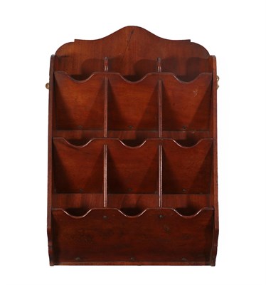 Lot 121 - A Victorian Mahogany Wall-Mounted Letter Rack, with shaped cornice over three rows of three...