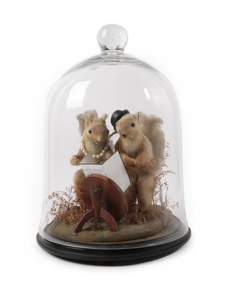 Lot 143 - Taxidermy: A Pair of Anthropomorphic Dining Squirrels, circa mid-late 20th century, both in...