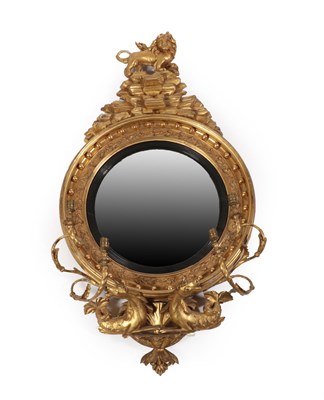 Lot 147 - A Regency Giltwood and Gesso Girandole Mirror, early 19th century, the mercury plate within a...