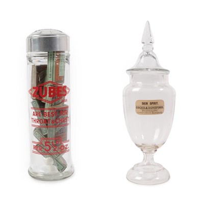 Lot 165 - A Victorian Glass Pharmacy Jar and Cover, of baluster form, the domed cover with minaret...