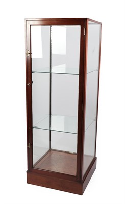 Lot 171 - A Late Victorian Mahogany and Glazed Shop Display Cabinet, labelled NAGELE'S LONDON, with two plate