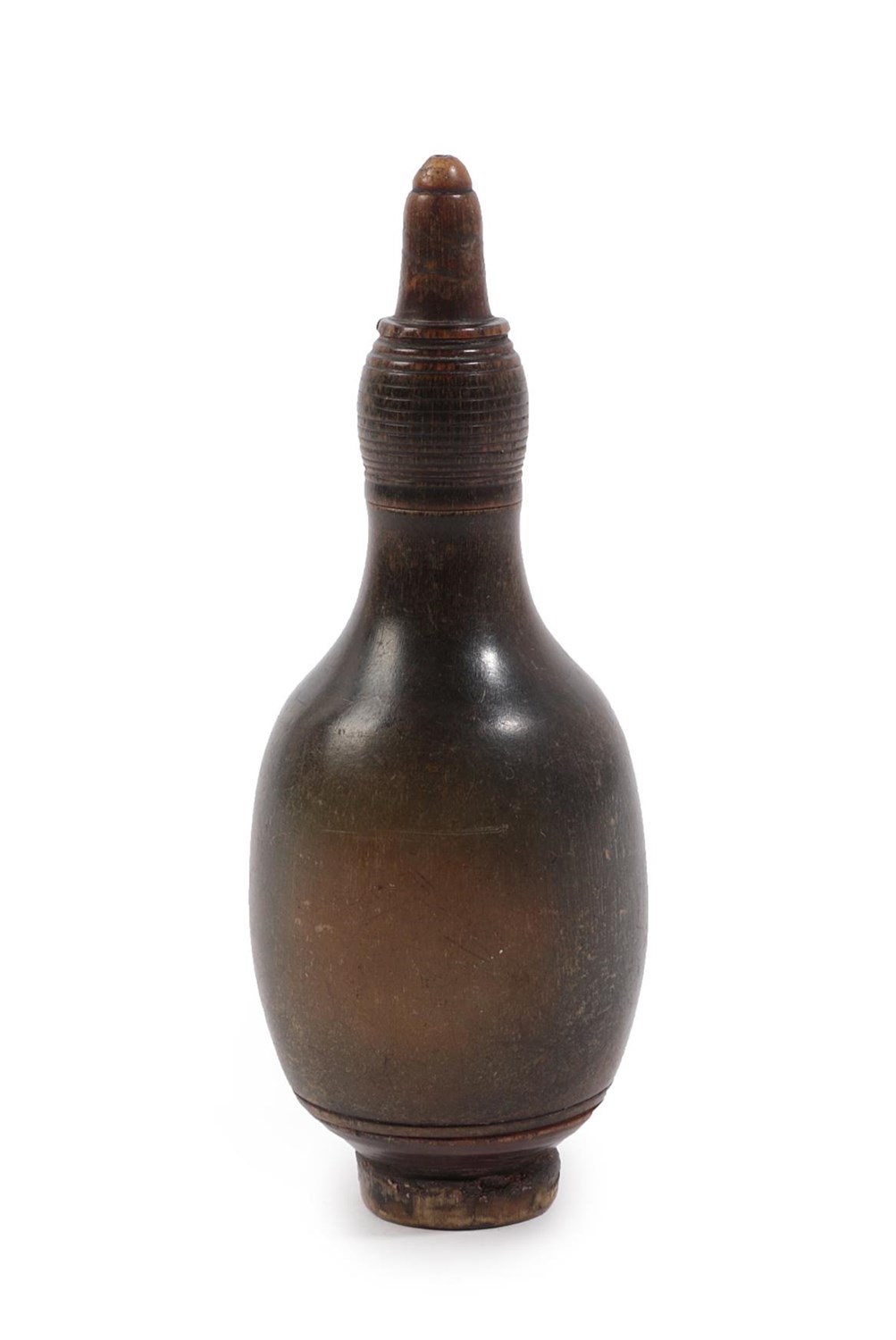 Lot 174 - A Chinese Rhinoceros Horn Snuff Bottle and Screw Top, Qing Dynasty, 19th century, of turned...