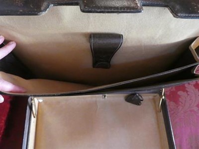 Lot 178 - A 1970's Gucci Brown Leather Briefcase, with brass locking clasps stamped GUCCI, with carrying...