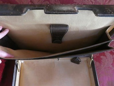 Lot 178 - A 1970's Gucci Brown Leather Briefcase, with brass locking clasps stamped GUCCI, with carrying...