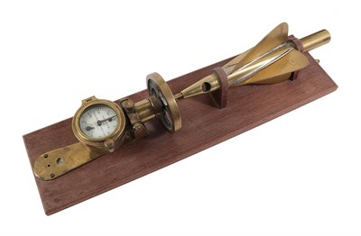 Lot 180 - A Walker's Patent ''Excelsior'' Mark II Brass Yacht Log and Rotator, on a mahogany display...