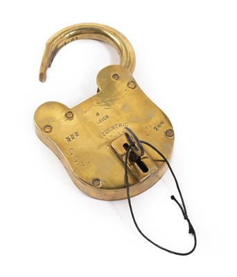 Lot 186 - An Oversized Brass Four Lever Padlock, late 19th/early 20th century, of traditional form, stamped 4