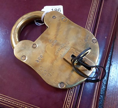 Lot 186 - An Oversized Brass Four Lever Padlock, late 19th/early 20th century, of traditional form, stamped 4