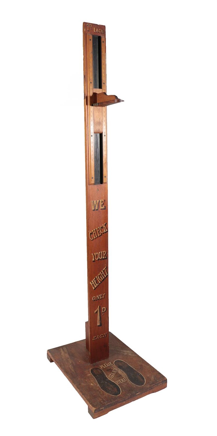 Lot 230 - A Fairground Pine Height Measure, the upright inscribed 1D EACH over two rulers and a slide and...