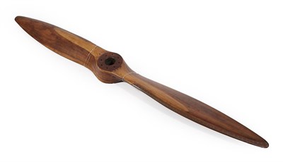 Lot 243 - A Laminated Wood Tiger Moth Twin-Blade Propeller, with copper mounted leading edges, 208cm long...
