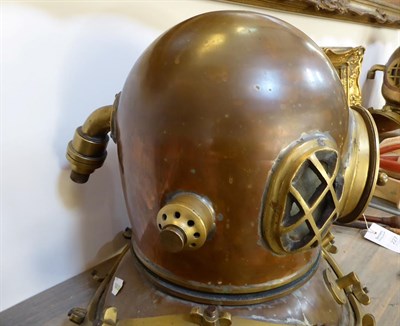 Lot 255 - A Decorative Copper and Brass 12 Bolt Diver's Helmet, in manner of Siebe, unsigned, circular...