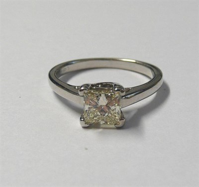 Lot 578 - An 18 Carat White Gold Diamond Solitaire Ring, the princess cut diamond held in a four claw setting