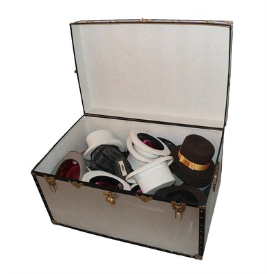 Lot 259 - A Collection of Fifty Six Various Top Hats and Other Hats, together with a metal flight case