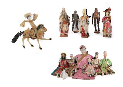 Lot 279 - A Chinese Marionette, with painted head, articulated limbs and silk costume; Eight Various...
