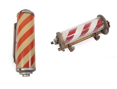 Lot 302 - An Illuminated Mechanical Barber's Pole, the red and white painted column in a glass tube...