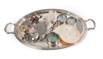 Lot 319 - A Collection of Silver and Silver Plate, comprising: an oval tray with two loop handles,...