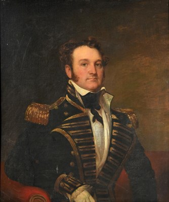 Lot 339 - Circle of Thomas Phillips RA (1770-1845)  Portrait of a Royal Naval Officer, half length, in...