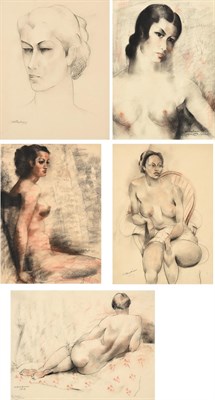 Lot 345 - A S Bayhume? (early 20th century)  Portrait of a female nude, three quarter length, seated...